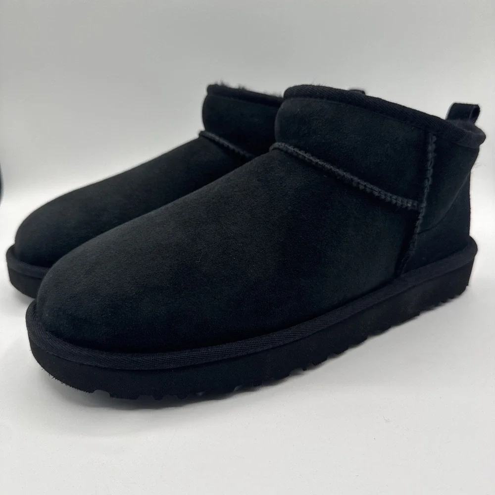 UGG Ultra Mini Boots Women's Size 12‎ Black Suede Water Repellant